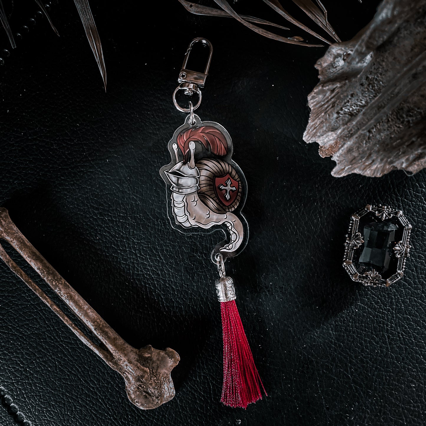 Snail Knight Keychain with Tassle